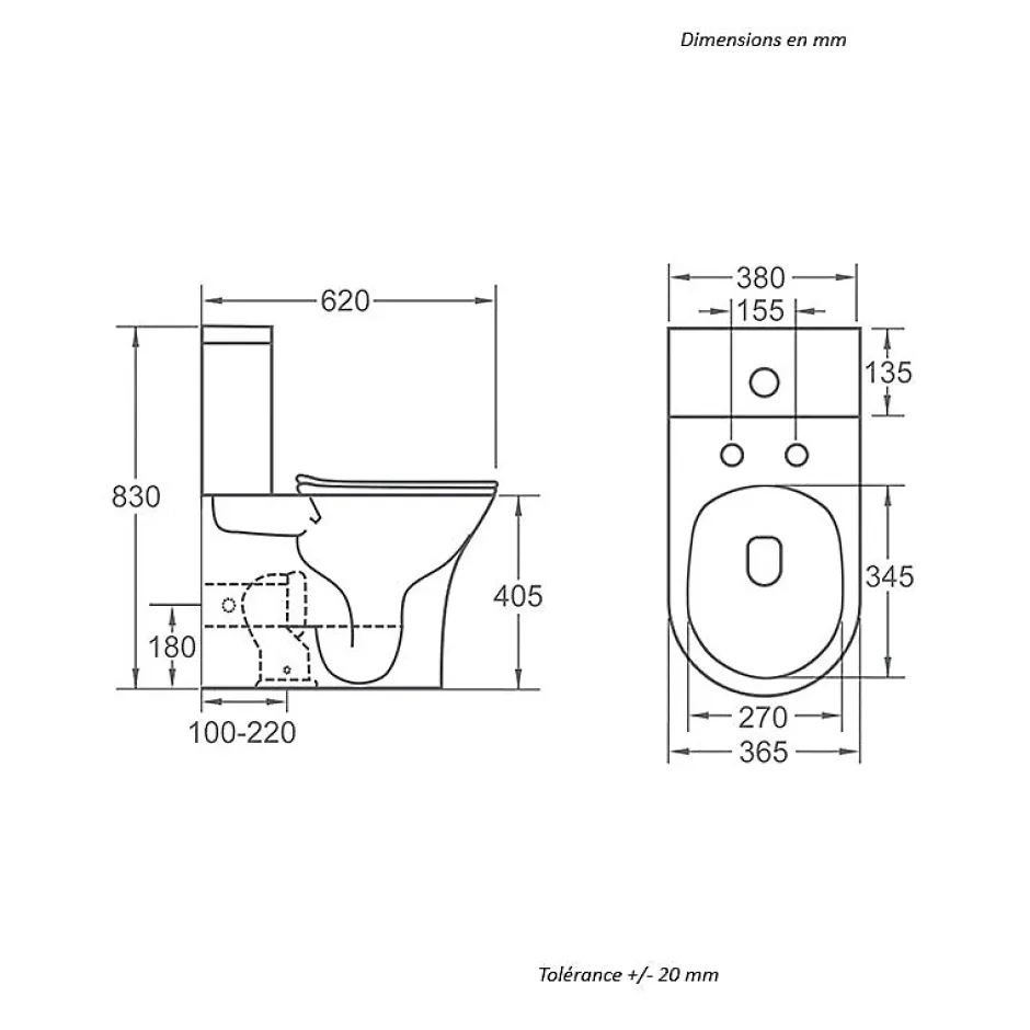 Stano Toilette WC à poser CIPOLI en ceramique beige mat