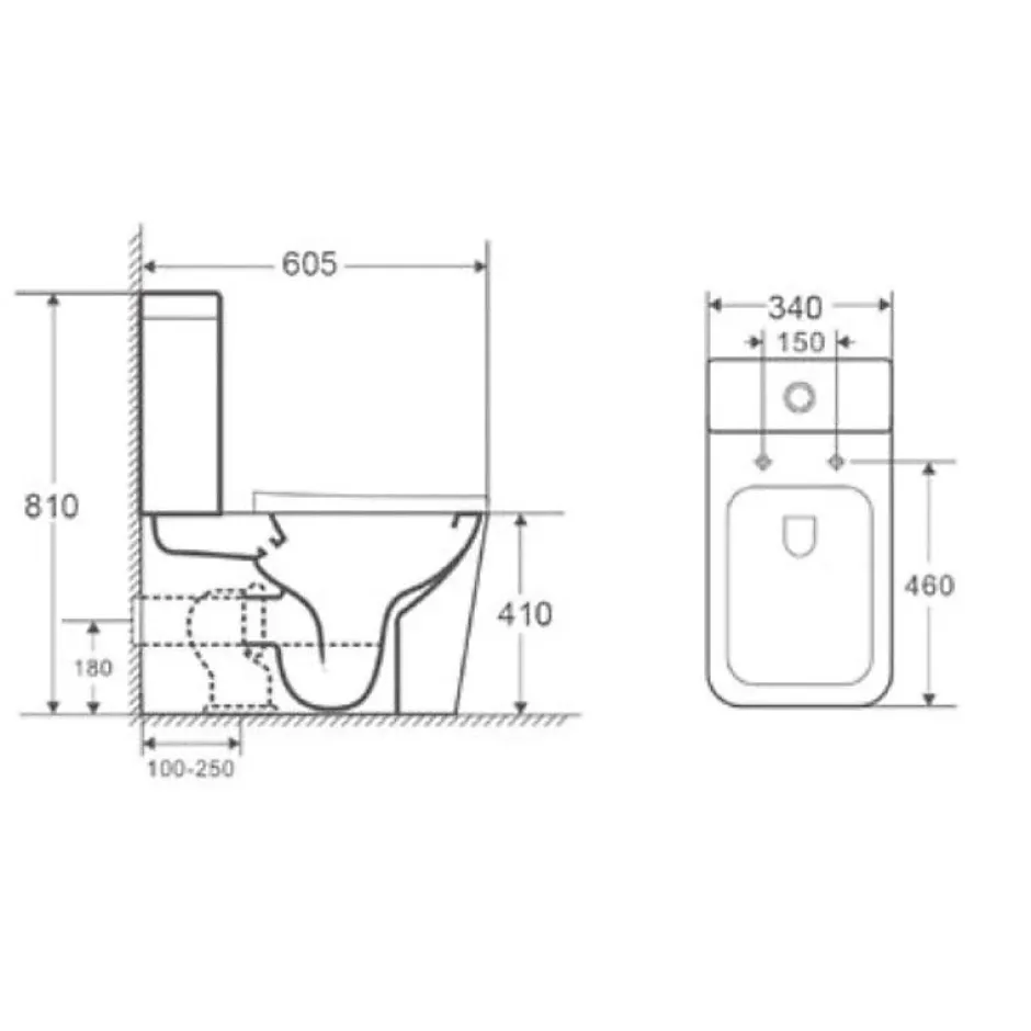 Aquore Toilette WC à poser PISA en ceramique noir mat* Wc À Poser