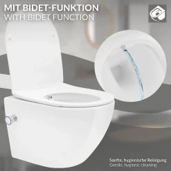 Luxebath Toilette wc suspendu fonction bidet système de rinçage sans bord en céramique* Wc Suspendu
