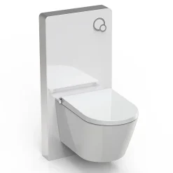 Bernstein Toilettes Japonais céramique, WC lavant japonais avec module blanc (100,4x48,3x10,8cm) - WC 38,4x59,3x38cm - Basic 1102* Wc Japonais