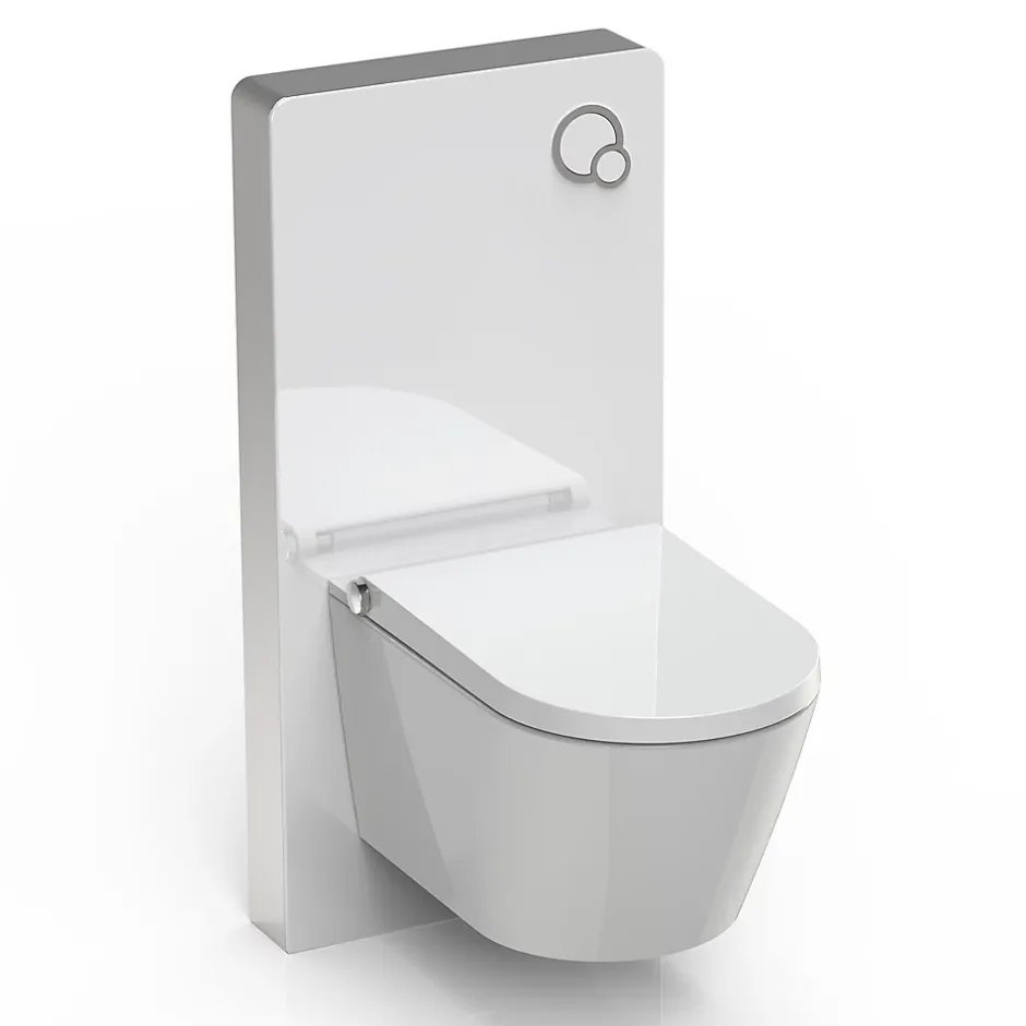 Bernstein Toilettes Japonais céramique, WC lavant japonais avec module blanc (100,4x48,3x10,8cm) - WC 38,4x59,3x38cm - Basic 1102* Wc Japonais