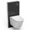 Bernstein Toilettes Japonais céramique, WC lavant japonais avec module noir (100,4x48,3x10,8cm) - WC 38,4x59,3x38cm - Basic 1102* Wc Japonais