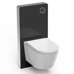 Bernstein Toilettes Japonais céramique, WC lavant japonais avec module noir (100,4x48,3x10,8cm) - WC 38,4x59,3x38cm - Basic 1102* Wc Japonais