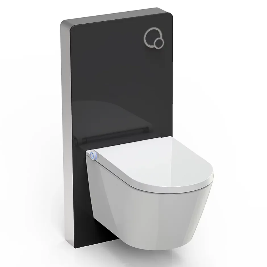Bernstein Toilettes Japonais céramique, WC lavant japonais avec module noir (100,4x48,3x10,8cm) - WC 38,4x59,3x38cm - Basic 1102* Wc Japonais