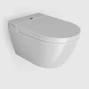Bernstein Toilettes japonaises céramique WC lavant suspendus + Télécommande, siège chauffant, séchoir, Blanc, 59,2x40x42,4cm - 540PRO