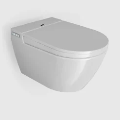 Bernstein Toilettes japonaises céramique WC lavant suspendus + Télécommande, siège chauffant, séchoir, Blanc, 59,2x40x42,4cm - 540PRO