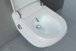 Bernstein Toilettes Japonaises céramique WC lavant suspendu, Télécommande, siège chauffant, Filtre, Séchoir - 59,5x42,5x43cm - T640PRO* Wc Japonais