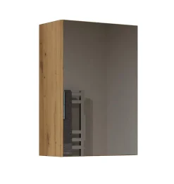 Autres TONNI - Armoire de toilette murale 1 porte - Meuble Salle De Bain avec miroir - 40x22x60 cm - Rangement