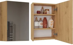 Autres TONNI - Armoire de toilette murale 1 porte - Meuble Salle De Bain avec miroir - 40x22x60 cm - Rangement
