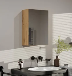 Autres TONNI - Armoire de toilette murale 1 porte - Meuble Salle De Bain avec miroir - 40x22x60 cm - Rangement