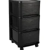 Eda Tour de rangement en plastique moderne 3 tiroirs - Noir