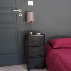 Eda Tour de rangement en plastique moderne 3 tiroirs - Noir