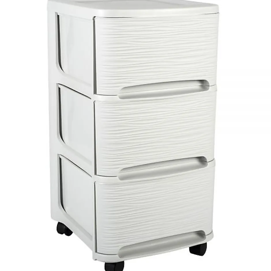 Eda Tour de rangement en plastique moderne 3 tiroirs - Blanc* Meuble Buanderie