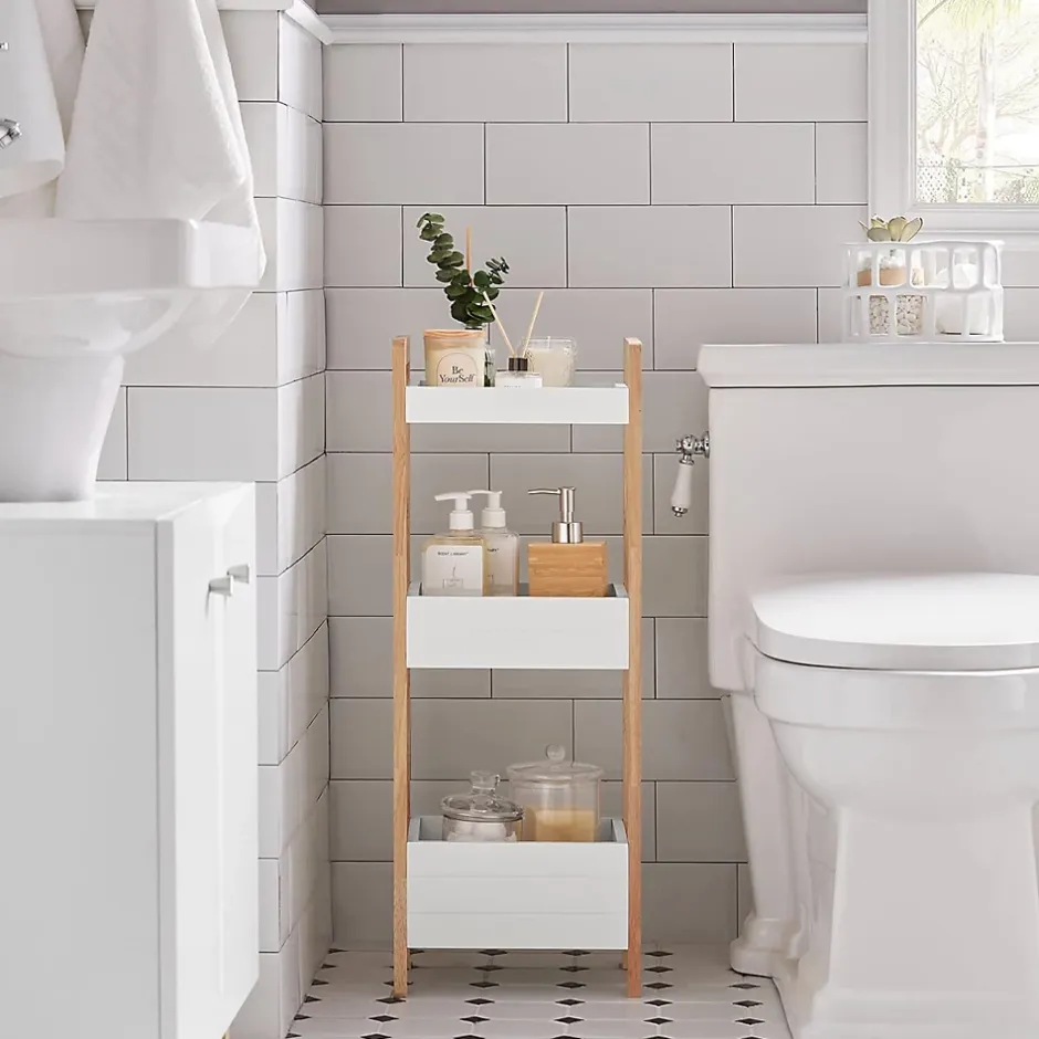 Sobuy Tour de Rangement Etagère de Stockage, 3 étages FRG226-WN,* Etagère Salle De Bains