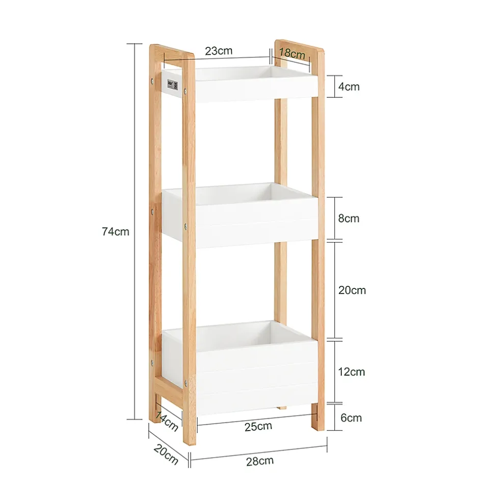 Sobuy Tour de Rangement Etagère de Stockage, 3 étages FRG226-WN,* Etagère Salle De Bains