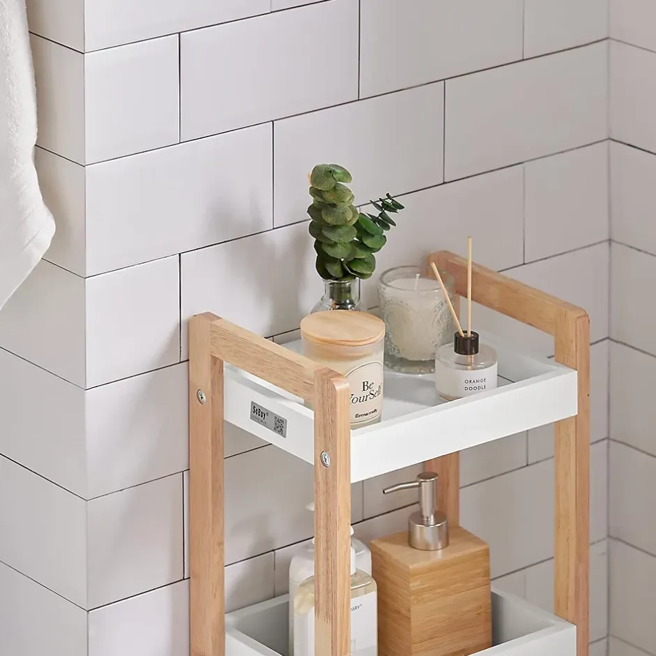 Sobuy Tour de Rangement Etagère de Stockage, 3 étages FRG226-WN,* Etagère Salle De Bains