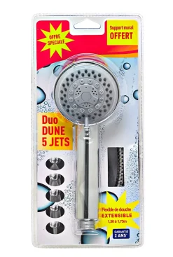 MTK Trio douchette + flexible + support mural Dune* Pommeau De Douche, Flexible Et Barre De Douche