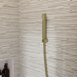 GoodHome Trio douchette + flexible + support, doré brossé, Owens
