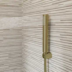 GoodHome Trio douchette + flexible + support, doré brossé, Owens