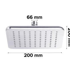 GoodHome Tête de douche carrée 20 x 20 cm, chrome, Milia* Pommeau De Douche, Flexible Et Barre De Douche