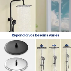 Sofetiy Max Tête de douche Inox Rond 30cm Kit de douche
