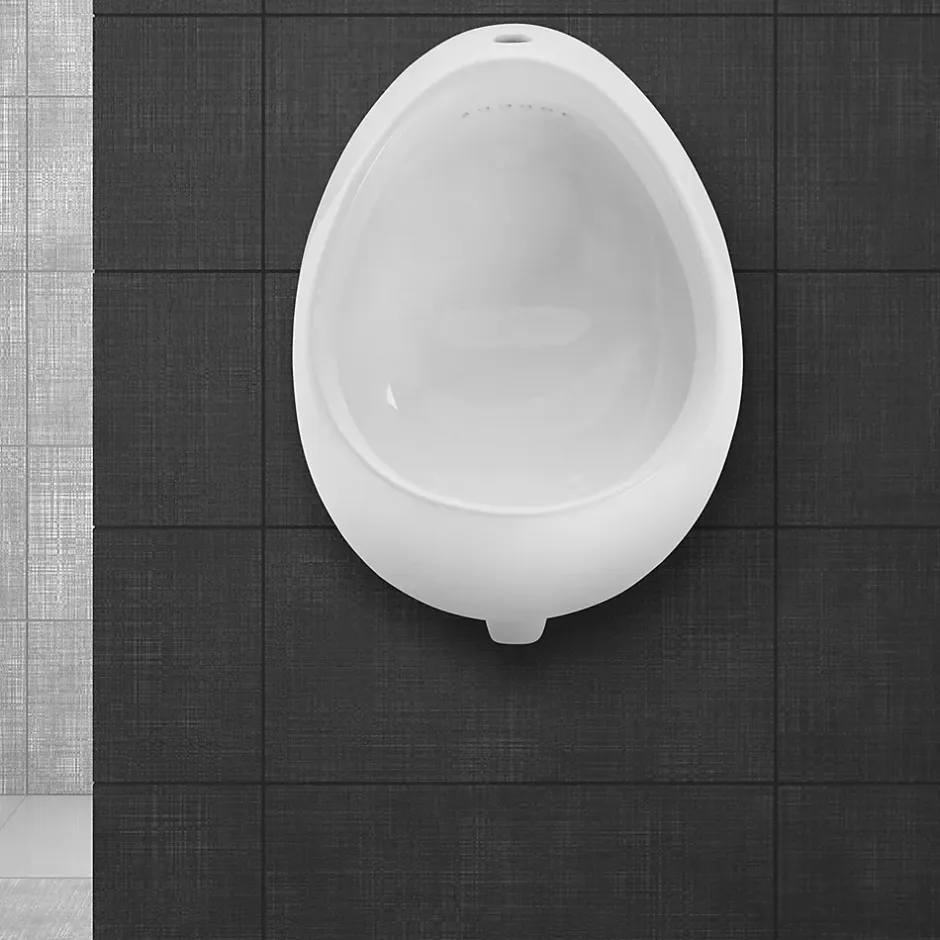 ECD Germany Urinoir avec Entrée d'Eau par le Haut, Drainage à l'Arrière, 35x42x30 cm, Céramique Blanc, Moderne, Rond* Urinoir