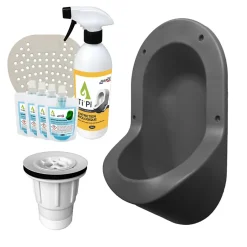 Ti'Pi Urinoir sans eau encastrable gris + kit valve parachute + pack entretien* Urinoir