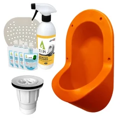 Ti'Pi Urinoir sans eau encastrable orange + kit valve parachute + pack entretien