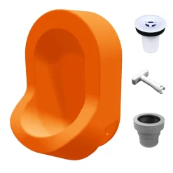Ti'Pi Urinoir sans eau mural avec kit valve et manchon droit - Polyéthylène - Orange