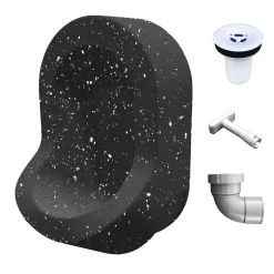 Ti'Pi Urinoir sans eau mural avec kit valve et manchon droit - Polyéthylène - Noir chiné