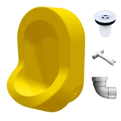 Ti'Pi Urinoir sans eau mural avec kit valve et manchon droit - Polyéthylène - Jaune* Urinoir