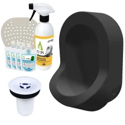 Ti'Pi Urinoir sans eau mural noir + kit valve bec de canard + pack entretien* Urinoir