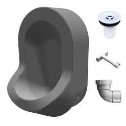Ti'Pi Urinoir sans eau mural avec kit valve et manchon droit - Polyéthylène - Gris* Urinoir