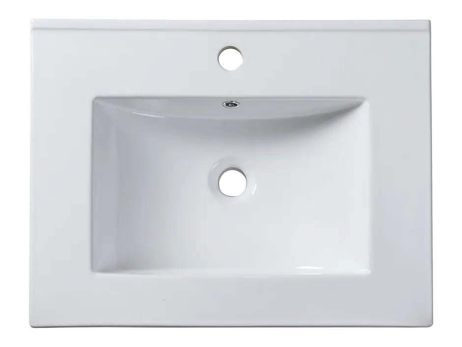 Vente-unique Vasque à encastrer blanche rectangle en céramique - 61 x 46,5 cm - MOTIAC