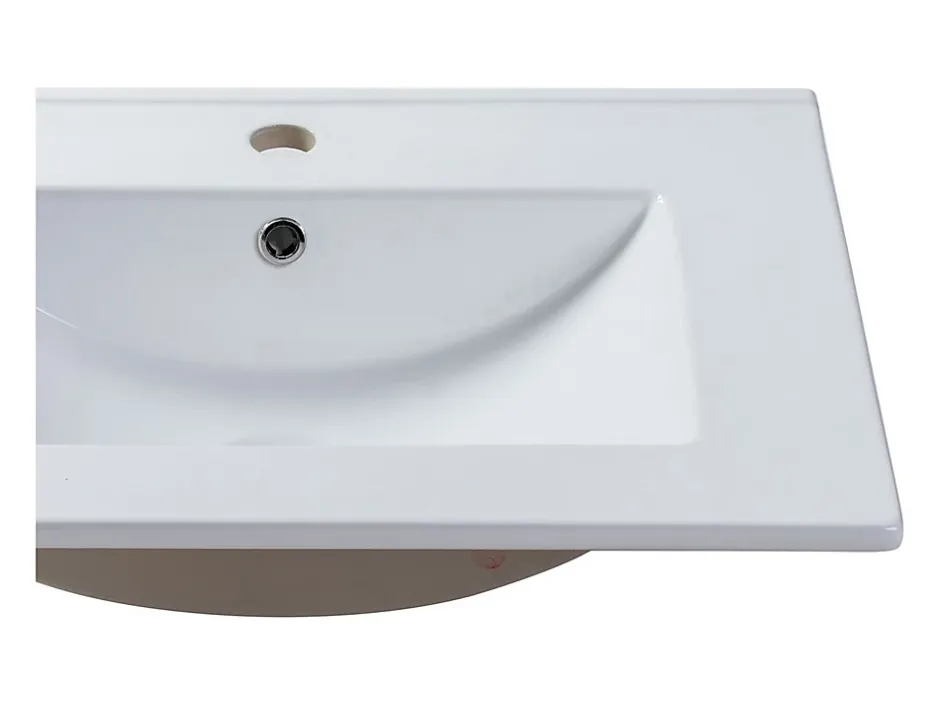 Vente-unique Vasque à encastrer blanche rectangle en céramique - 61 x 46,5 cm - MOTIAC