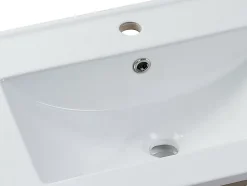 Vente-unique Vasque à encastrer blanche rectangle en céramique - 101 x 46,5 cm - MOTIAC