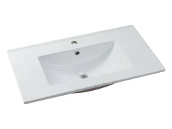 Vente-unique Vasque à encastrer blanche rectangle en céramique - 81 x 46,5 cm - MOTIAC