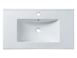 Vente-unique Vasque à encastrer blanche rectangle en céramique - 81 x 46,5 cm - MOTIAC