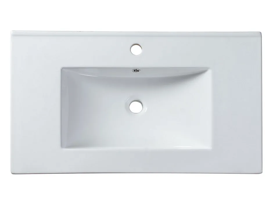 Vente-unique Vasque à encastrer blanche rectangle en céramique - 81 x 46,5 cm - MOTIAC