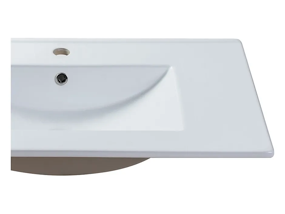Vente-unique Vasque à encastrer blanche rectangle en céramique - 81 x 46,5 cm - MOTIAC