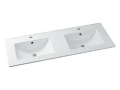 Vente-unique Vasque à encastrer blanche rectangle en céramique - 122 x 46,5 cm - MOTIAC* Vasque À Encastrer