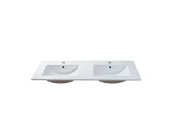 Vente-unique Vasque à encastrer blanche rectangle en céramique - 122 x 46,5 cm - MOTIAC* Vasque À Encastrer