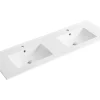 Vente-unique Vasque à encastrer blanche rectangle en céramique - 151 x 46,5 cm - MOTIAC