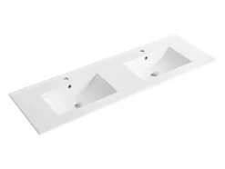 Vente-unique Vasque à encastrer blanche rectangle en céramique - 151 x 46,5 cm - MOTIAC