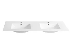 Vente-unique Vasque à encastrer blanche rectangle en céramique - 151 x 46,5 cm - MOTIAC