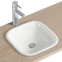 Homesight Vasque à encastrer carrée céramique blanc Oasis