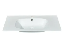Vente-unique Vasque à encastrer en résine effet pierre - Blanc - L80 x l46 cm - OKIWA