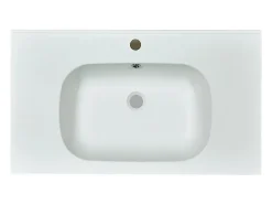 Vente-unique Vasque à encastrer en résine effet pierre - Blanc - L80 x l46 cm - OKIWA