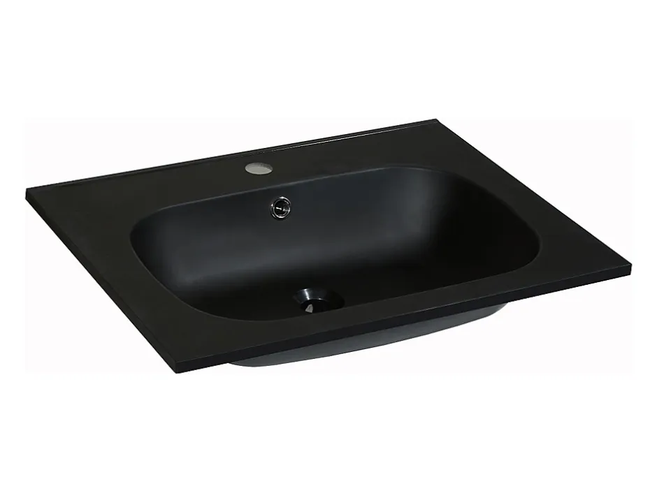 Vente-unique Vasque à encastrer en résine effet pierre - Noir - L60 x l46 cm - OKIWA
