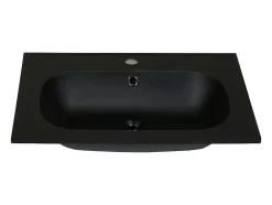 Vente-unique Vasque à encastrer en résine effet pierre - Noir - L60 x l46 cm - OKIWA
